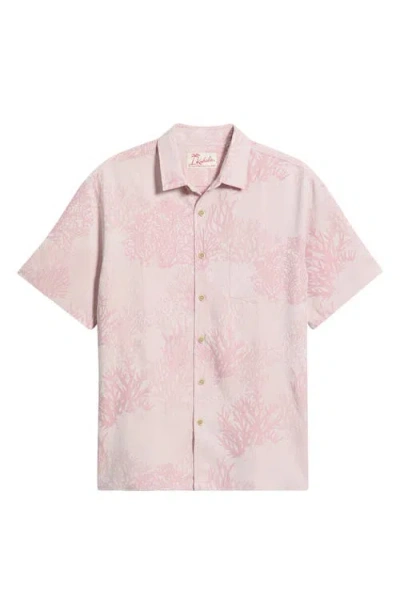 Kahala Humu Hideout Jacquard Short Sleeve Button-up Shirt In Pink
