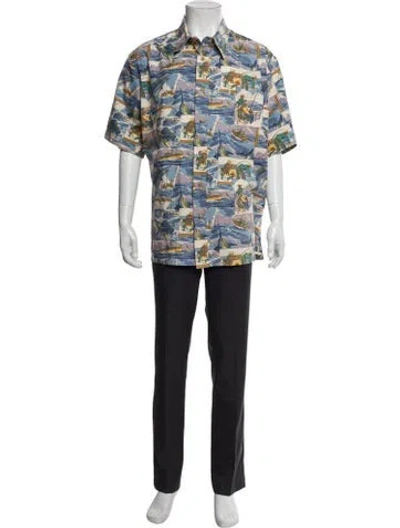 Pre-owned Kahala Printed Short Sleeve Shirt In Blue
