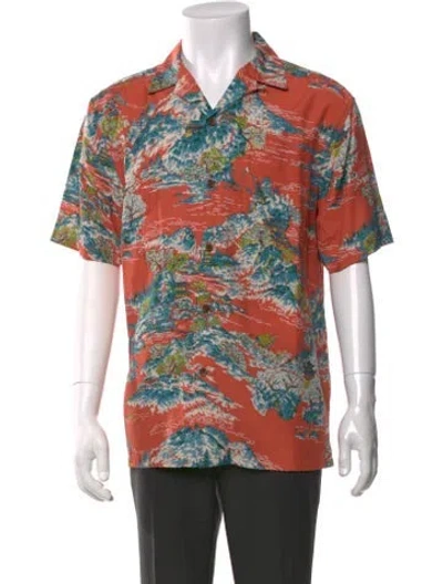 Pre-owned Kahala Printed Short Sleeve Shirt In Orange