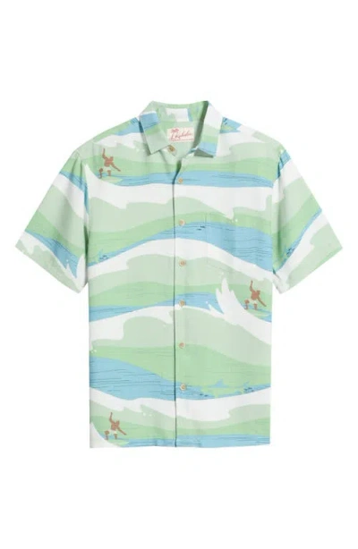 Kahala Surf Jacquard Short Sleeve Button-up Shirt In Green