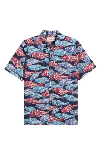 Kahala Upstream Short Sleeve Cotton Button-down Shirt In Blue