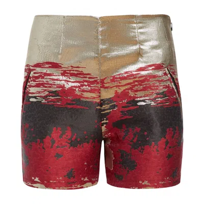 Kahindo Gold / Black / Red Aberash Shorts In Gold/black/red