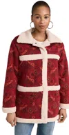 Kahindo Maputo Coat Red & Cream In Red & Cream