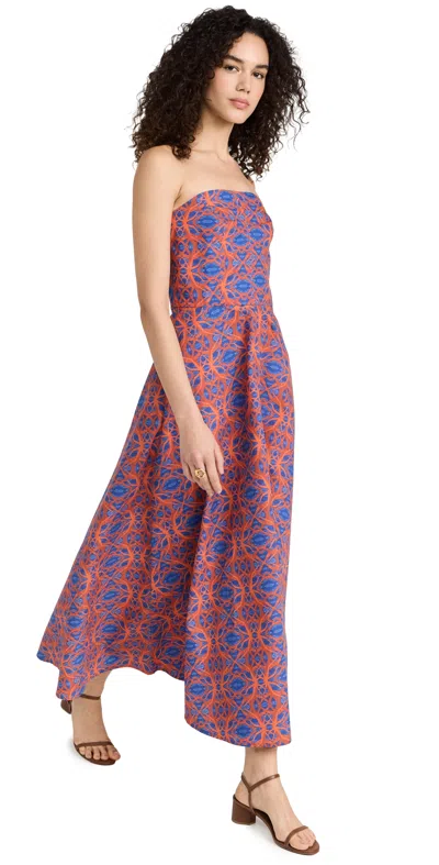Kahindo Waterfront Strapless Maxi Dress Blue