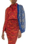 Kahindo Windhoek Two Tone Cardigan In Red/blue