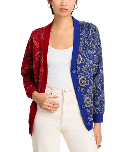 Kahindo Windhoek Two Tone Cardigan In Red/blue