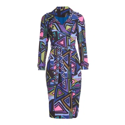 Kahindo Women's Blue Classic Print Trench Coat