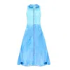 Kahindo Double Layer Threaded Ombre Organza Dress In Blue