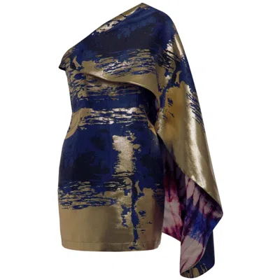 Kahindo Women's Gold / Black / Blue Hadiza Dress - Black, Blue, Gold In Multi