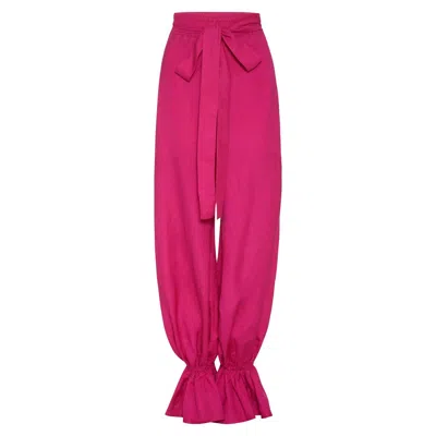 Kahindo Women's Pink / Purple High-waisted Tie-ankle Abusimbel Pants In Pink/purple