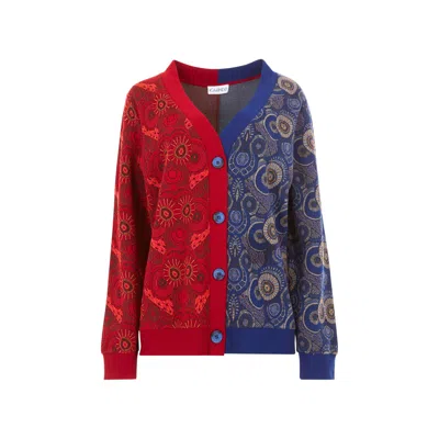 Kahindo Women's Red / Blue Windhoek Cardigan In Red/blue
