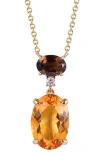 Kahn High Jewelry Citrine & Smoky Quartz Necklace With Diamonds In Citrine Orange & Brown