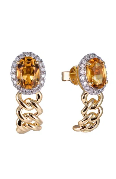 Kahn High Jewelry Citrine Earrings With Diamonds In Citrine Orange