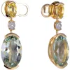 Kahn High Jewelry Green Amethyst & Lemon Quartz Earrings With Diamonds In Green & Lemon
