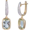 Kahn High Jewelry Green Amethyst Earrings With Diamonds In Green