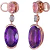 Kahn High Jewelry Rose Quartz & Amethyst Earrings With Diamonds In Pink & Purple