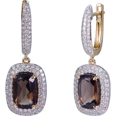 Kahn High Jewelry Smoky Quartz Earrings With Diamonds In Brown