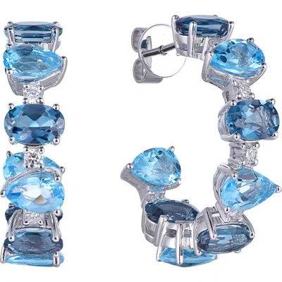 Kahn High Jewelry Swiss Blue & London Blue Topaz Earrings With Diamonds In London Blue & Swiss Blue
