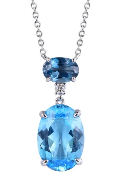 Kahn High Jewelry Swiss Blue & London Blue Topaz Necklace With Diamonds