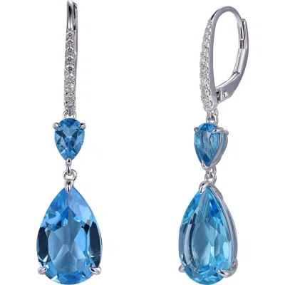 Kahn High Jewelry Swiss Blue Topaz Earrings With Diamonds