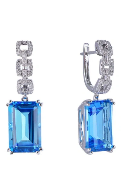 Kahn High Jewelry Swiss Blue Topaz Earrings With Diamonds