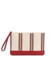 Kai & Vrosi K'ai & Vrosi Antiochia Calfskin & Handloomed Fabric Clutch In Red