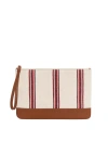 Kai & Vrosi K'ai & Vrosi Apollon Calfskin & Handloomed Fabric Clutch In Brown