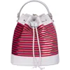 Kai & Vrosi K'ai & Vrosi Leather & Striped Fabric Pattern Convertible Bag In Beige