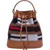 Kai & Vrosi K'ai & Vrosi Leather & Striped Fabric Pattern Convertible Bag In Black