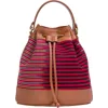 Kai & Vrosi K'ai & Vrosi Leather & Striped Fabric Pattern Convertible Bag In Brown