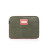 Kai & Vrosi K'ai & Vrosi Zipped, Patterned Canvas Laptop Case For 13" 14" In Green