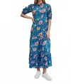 Kai Charleston Midi Dress In Blue Pink In Blue