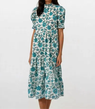 Kai Charleston Midi Dress In Turquoise White In Multi