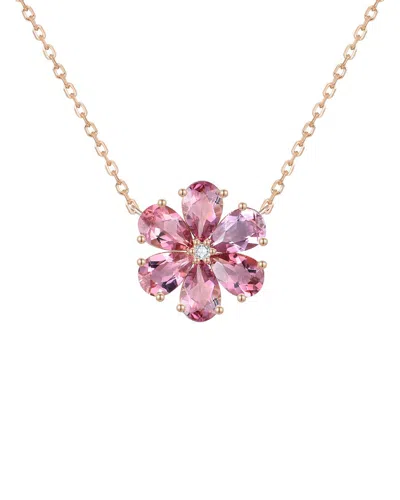 Kai Fine Jewelry 14 Rose Gold 2.82 Ct. Tw. Diamond & Pink Tourmaline Necklace In Brown
