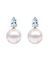 Kai Fine Jewelry 14k 0.80 Ct. Tw. Aquamarine & 8-8.5mm Pearl Drop Earrings In Pink