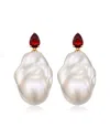 Kai Fine Jewelry 14k 0.80 Ct. Tw. Garnet & 16-17 Mm Baroque Pearl V In White