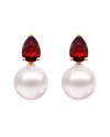 Kai Fine Jewelry 14k 0.80 Ct. Tw. Garnet & 8-8.5mm Pearl Drop Earrings In Red
