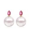 Kai Fine Jewelry 14k 0.90 Ct. Tw. Pink Tourmaline & 12-13 Mm Pearl In Metallic