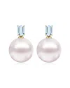 Kai Fine Jewelry 14k 1.00 Ct. Tw. Aquamarine & 12-13 Mm Pearl Drop In Gold