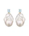 Kai Fine Jewelry 14k 1.00 Ct. Tw. Aquamarine & 16-17mm Pearl Drop Earrings In Gold