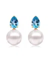 Kai Fine Jewelry 14k 1.00 Ct. Tw. Blue Topaz & 8-9 Mm Pearl Venus T In White
