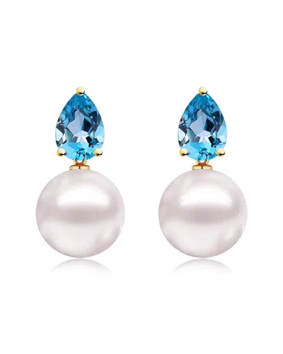 Kai Fine Jewelry 14k 1.00 Ct. Tw. Blue Topaz & 8-9 Mm Pearl Venus T In White