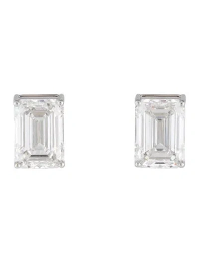 Pre-owned Kai Fine Jewelry 14k 10.12ctw Emerald-cut Lab Grown Diamond Solitair Earrings In Multicolor
