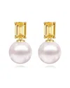 Kai Fine Jewelry 14k 1.10 Ct. Tw. Citrine & 8-9 Mm Pearl Drop Earri In White