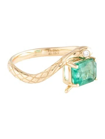 Pre-owned Kai Fine Jewelry 14k 1.10ct Emerald & Lab-grown Diamond Snake Protection Cocktail Ring In Multicolor