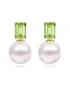 Kai Fine Jewelry 14k 1.20 Ct. Tw. Peridot & 8-9 Mm Pearl Drop Earri In White