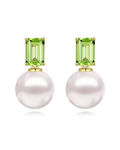 Kai Fine Jewelry 14k 1.20 Ct. Tw. Peridot & 8-9 Mm Pearl Drop Earri In White
