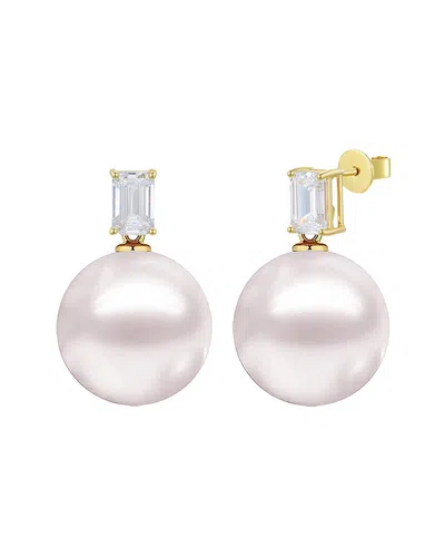 Kai Fine Jewelry 14k 1.30 Ct. Tw. Lab-grown Diamond & 12-13mm Pearl Earrings In Gold