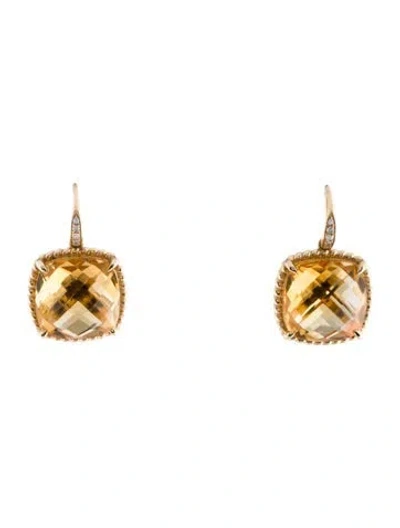 Pre-owned Kai Fine Jewelry 14k 14.00ctw Citrine & Diamond Drop Earrings In Multi