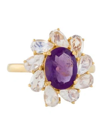 Pre-owned Kai Fine Jewelry 14k 1.64ct Amethyst & Moonstone Labradorite Mellissa Ring In Multi